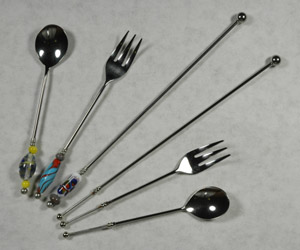 Beadable spoons, forks, and swizzle sticks